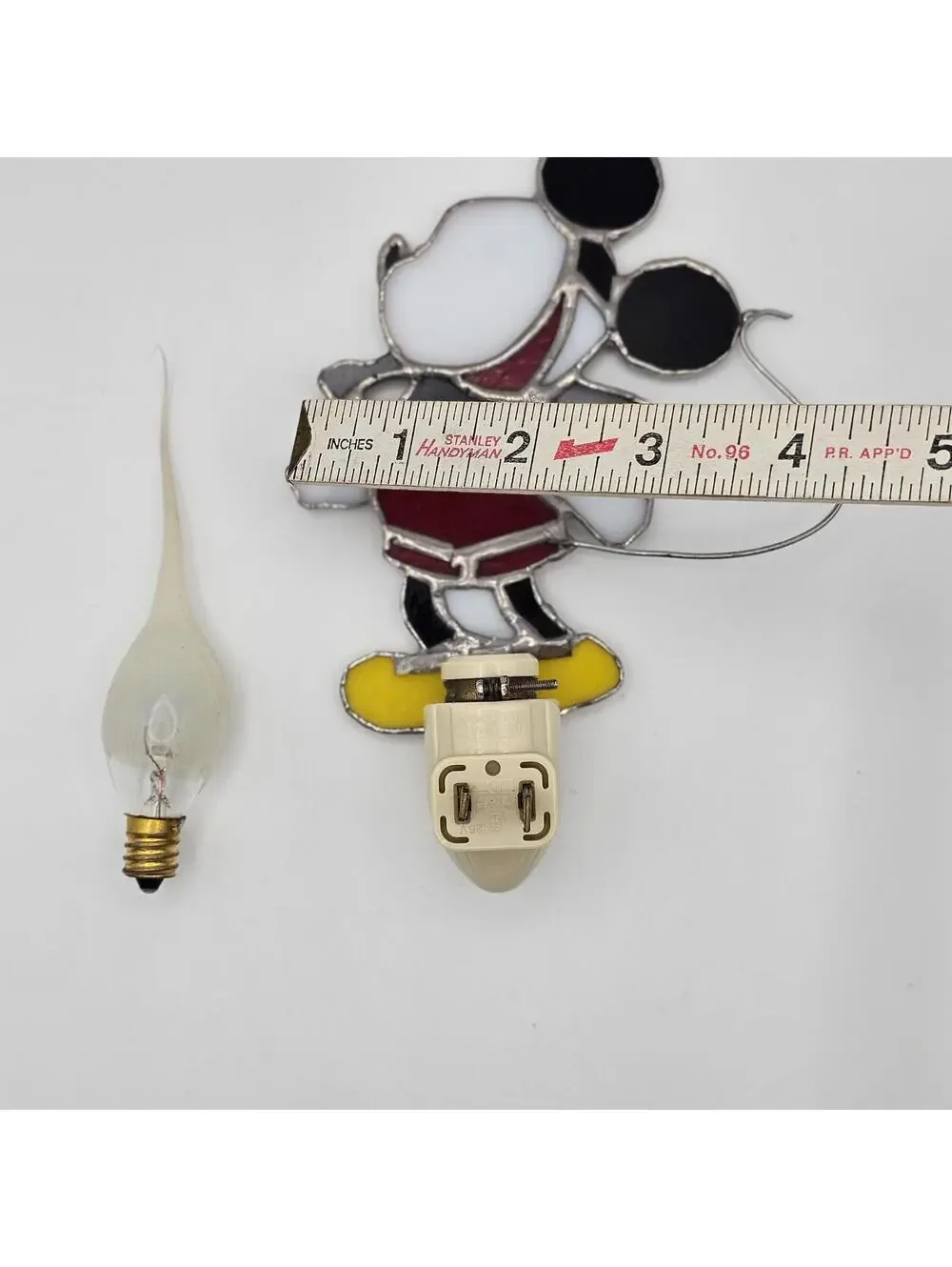 Handmade Mickey Mouse Night Light Stained Glass Style Plug In Vintage Lamp